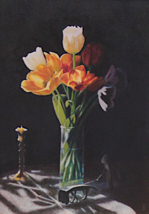 Barbour, Charles, "Spring 2021 Tulips", Egg Tempera on Panel, $1,800