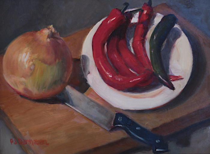 Danneman, Pamela, "Onions and Peppers", Oil, $750