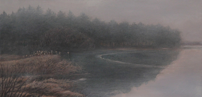 Davis, Chandler , "Winter Thaw at Great Hollow Lake", Acrylic, $600