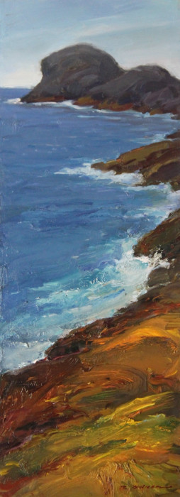 Daskam, Rick , "Monhegan Village at Sunset", Oil, $1,200