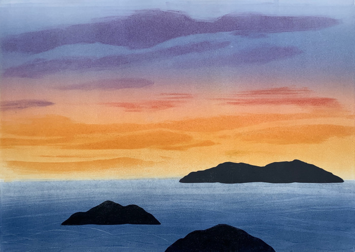 DeMeo, Kathleen, "Three Island Sunset", Monotype, $750