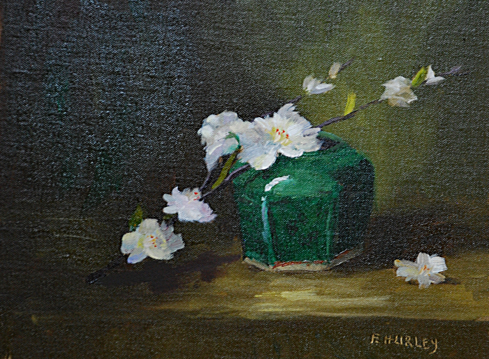 Hurley, Ellen, "Cherry Blossoms and Ginger Jar", Oil, $440