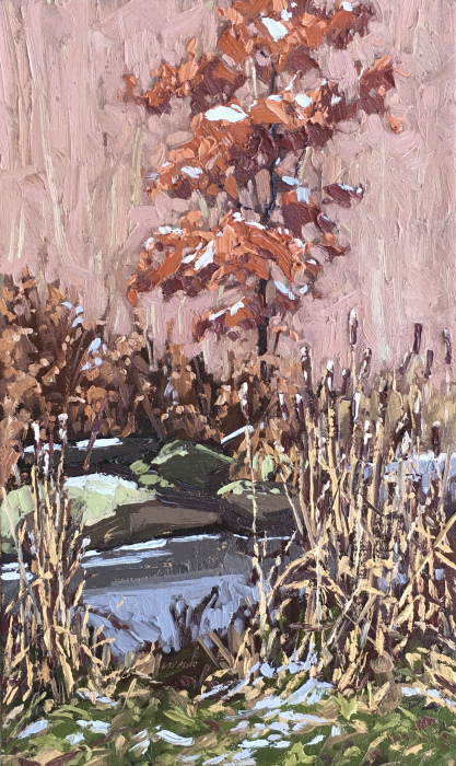 Laurino, Jim , "Snow Covered Oak", Oil on Canvas, $1,300