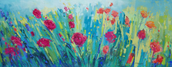Rogers, Diana, "Peonies and Zinnias", Pastel, $525