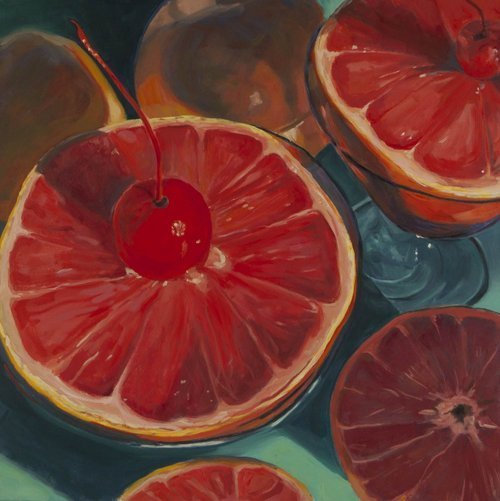 Stratos, Mona, "Grapefruit", Oil, $3,200