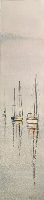 Tassmer, Jennifer , "Sailboats in the Mist", Watercolor, $550