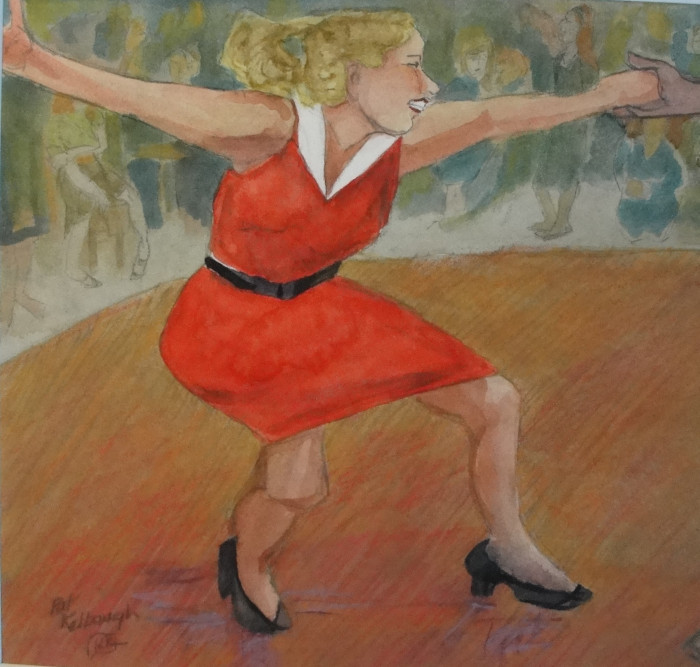 Pat Kelbaugh, "Alice Goes Dancing", watercolor, $275