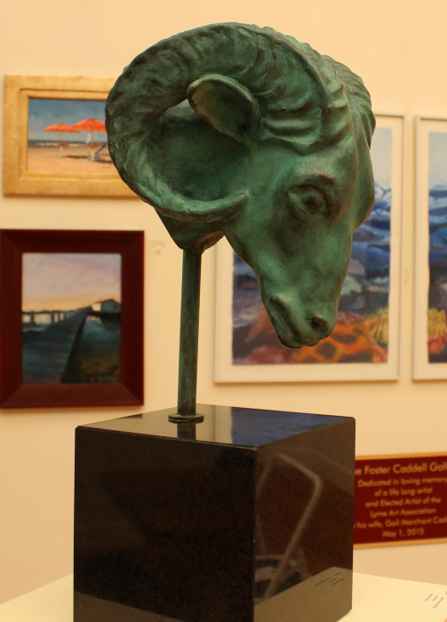 Serena Bates	, <i>	Amun Ra	, </i>	bronze and granite	, 	$6,500