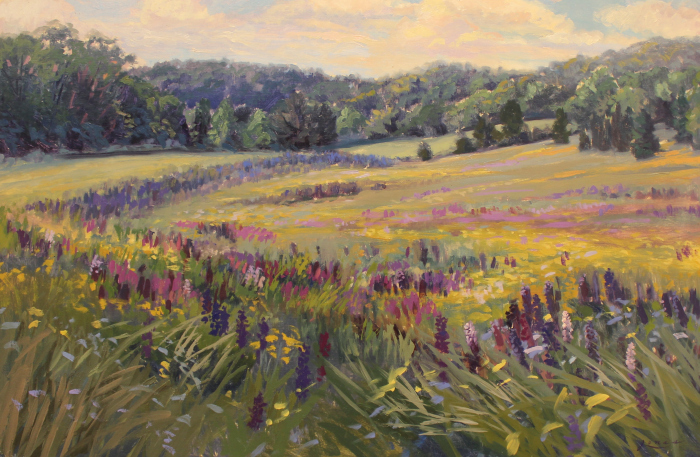 Jacqueline Jones	, 	Lupine River	, 	oil	, 	$3,000