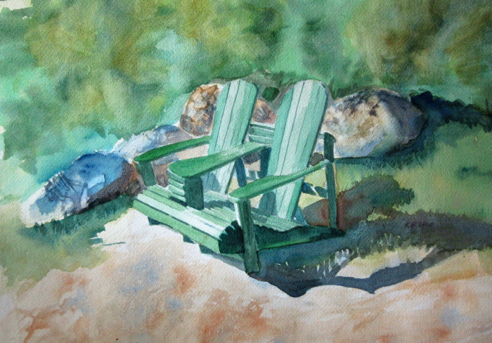 Keiko Kaiser, We will be Right Back, watercolor, $300