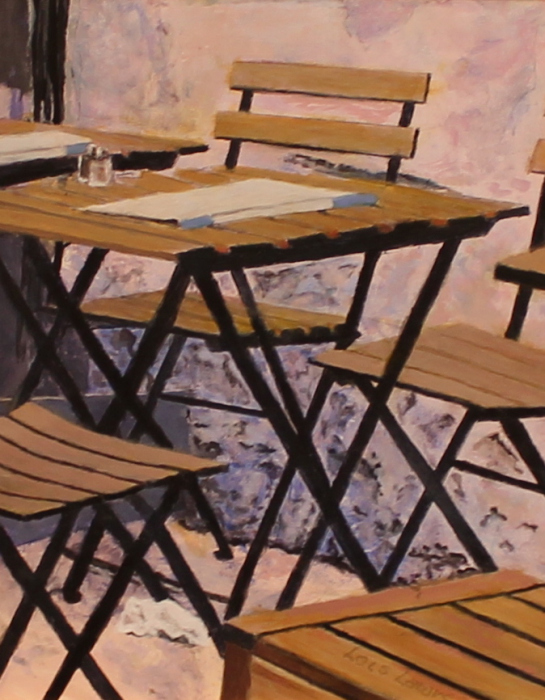 Lois Lawrence, Marche des Enfants Rouges, Paris, acrylic, $375