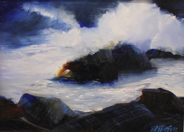 Janine Robertson, Breaking II, oil on copper, $375