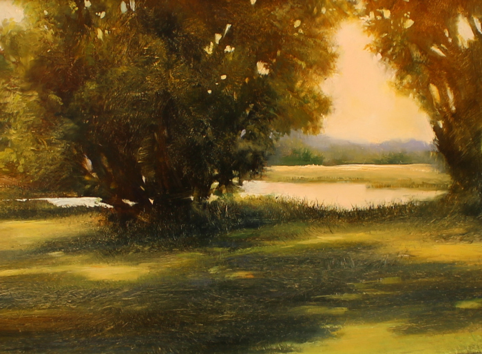 Janine Robertson, Reflecting I, oil/alum, $2200