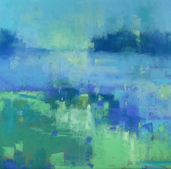 Diana Rogers	, <i>	Cove and Distant Islands	, </i>	pastel	, 	$325	, 	8 x 8
