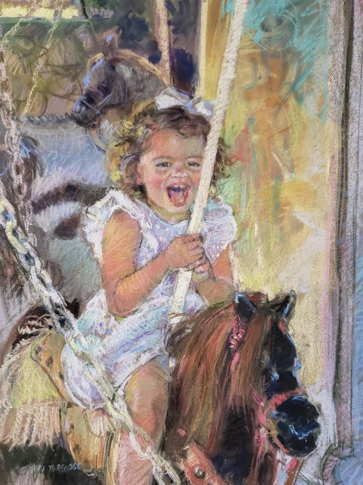 Jessica Teti Turgoose, <i>Carousel Ride, </i>pastel, $750