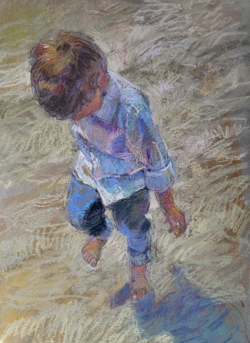 Jessica Teti Turgoose, Sandy Footsteps, pastel, $550