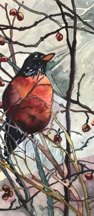 Claudia Van Nes, <i>Harbinger of Spring, </i>watercolor, $380
