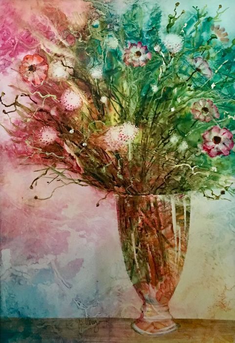 Jac Venza	, <i>	Wild Flowers	, </i>	watercolor	, 	$1,500	, 	26 x 32