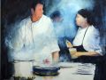 Alan James	, <i>	Chef a Chef	, </i>	watercolor	, 	$1,600	, 	16 x 20