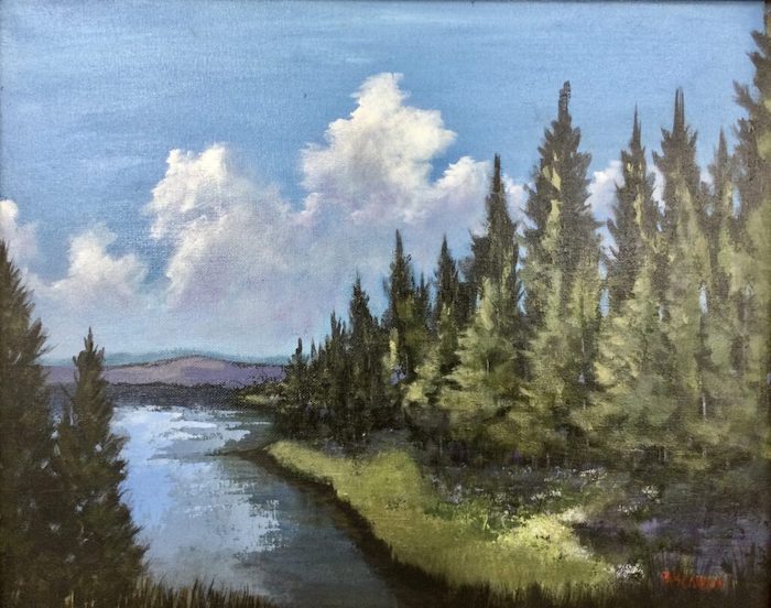 Pam Carlson, "Upper CT River Inlet", acrylic, 16x20, $300