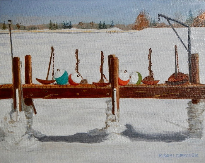 Richard Kohlbrecher, "CT River Frozen Mushrooms", oil, 8X10, $385 SOLD