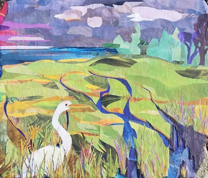 Candice Weigle Spier,"Salt Marsh", collage, 18x21, $900 SOLD