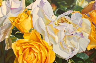 Paul Baldassini, "Iceburg Florabunda Roses No. 2", oil, $2,900