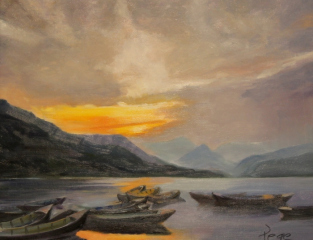 Sharon Rege, "Still Waters", oil, $600