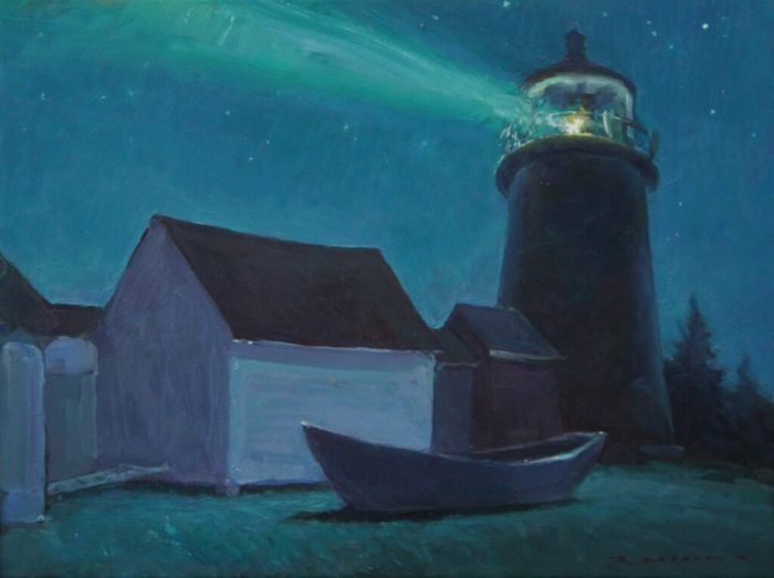 Daskam_Rick_LighthouseandDoryNocturne2_oil_9x12_950