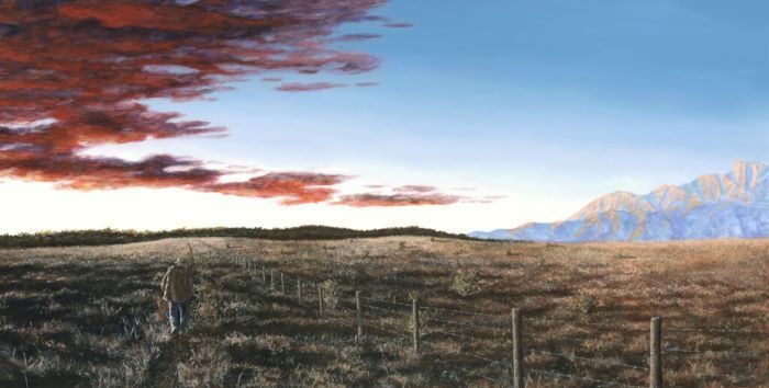 Swec_Len_WalkingtheFenceLine_acrylic_12x24_2000