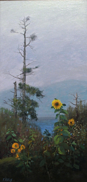 Adkins, Thomas, "Sunflowers, Island Mist", Oil on Linen, $2400