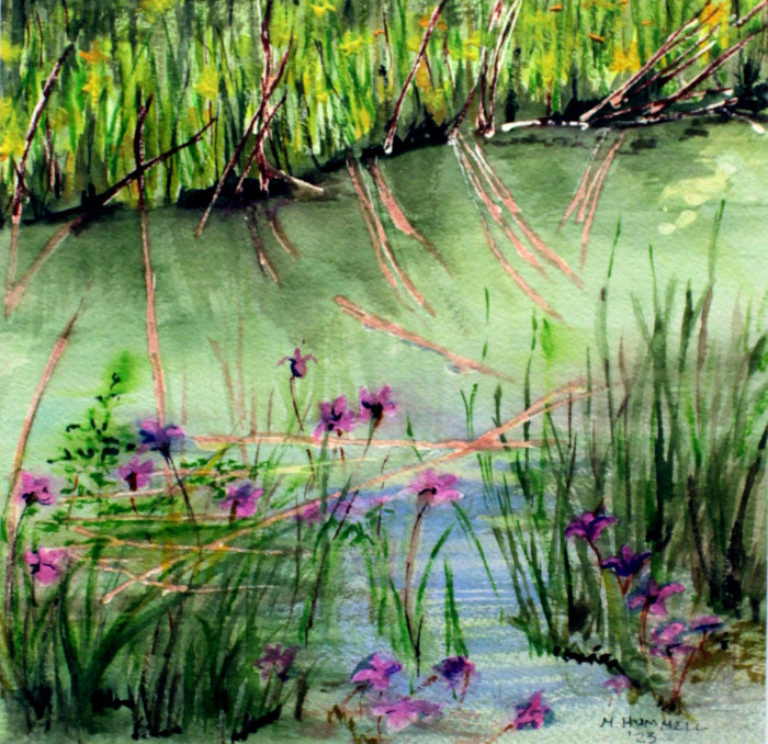 Arnold, Monica Hummell, "Tonyas Rain Garden", Watercolor, $450