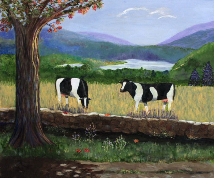 Baumer, Polly, "Cummington Cows", Oil, $1500