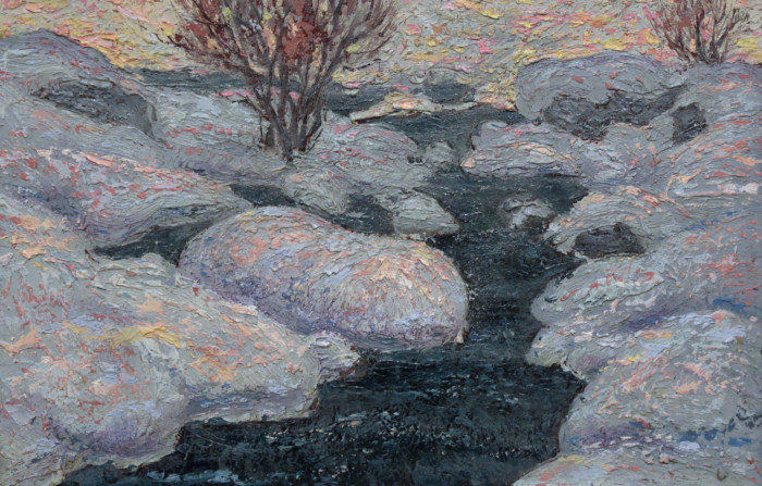 Anisimov, Alex, "Whimsical Shape in Winter", Oil on Artboard, $475