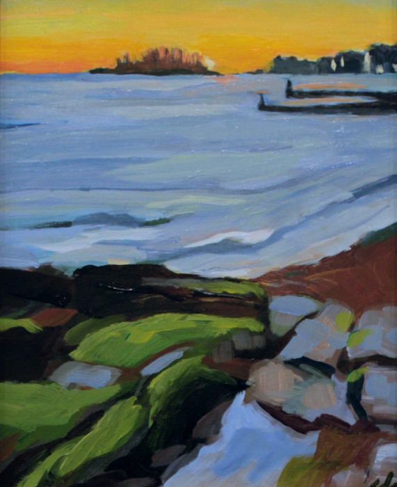Nebel, Sara Drought, "Winter Sunset, Tuxis Island", Acrylic, $525