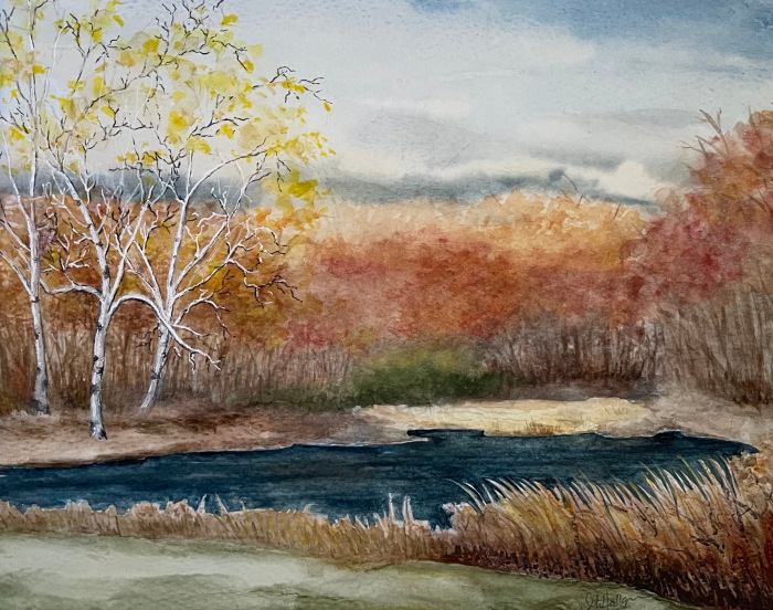 Hallgren, Gerri, "Dancing Birches", Watercolor, $300