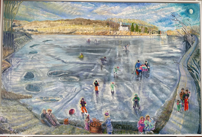 Bingham, Lucretia, "Skating On Jennings Pond", Oil, $1200