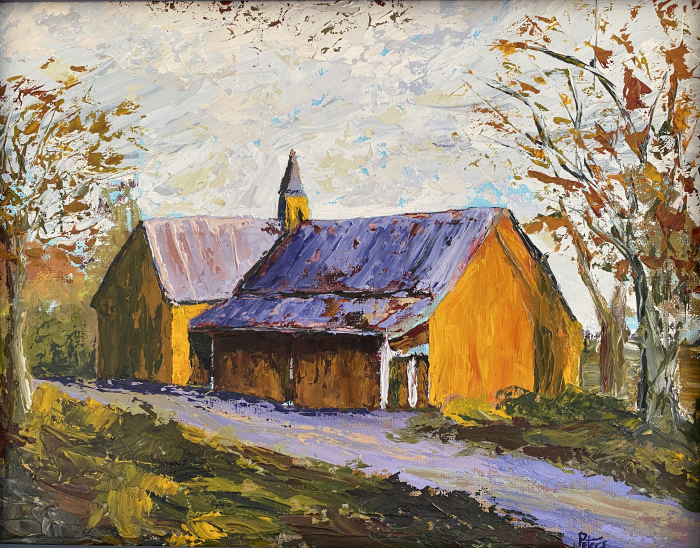 Peters, Pam, "Golden Barn", Oil, $350