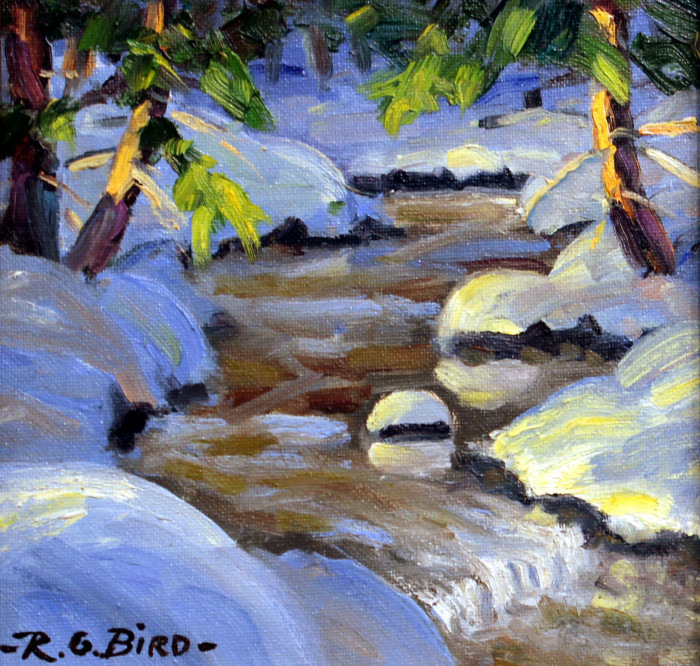 Robert Bird, "Forrest Stream", oil, $525, 8x8