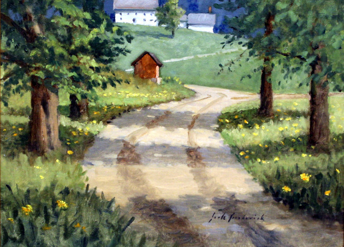 Jack Broderick, "A Turn in Vermont", oil, $1,200, 12x16