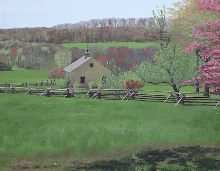 William Burnham, "Homestead in Spring", acrylic, $1,500, 16x20