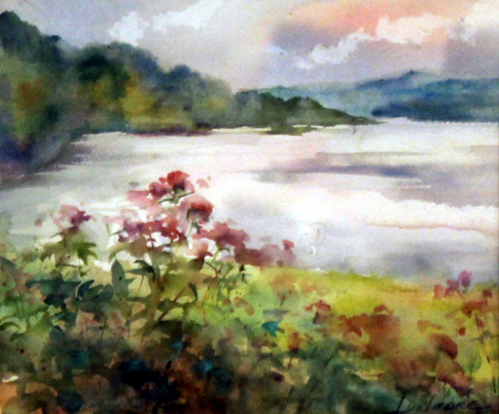 Jeanette Delmore, "Morning at the Landing", watercolor, $385, 15 1/2 x 17