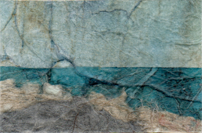 Carol Dunn, "On the Rocks", collage, $150, 9x8