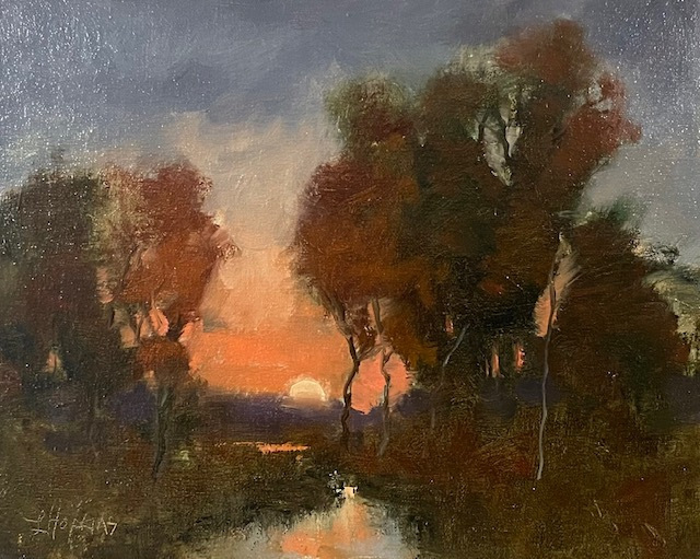 Laura Hopkins, "October Reverie", oil, $450, 8x10