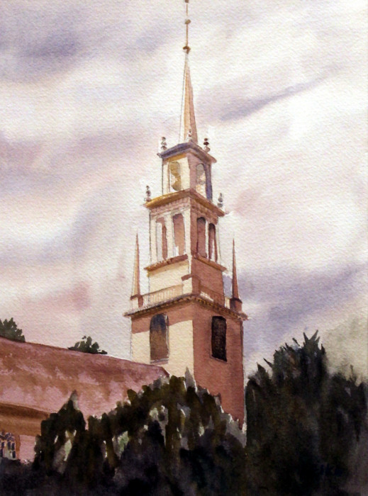 Keiko Kaiser, "Country Church", watercolor, $300, 18x15