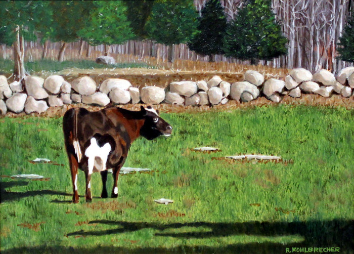 Richard Kohlbrecher, "Out Standing In Her Field", oil, $425, 9x12
