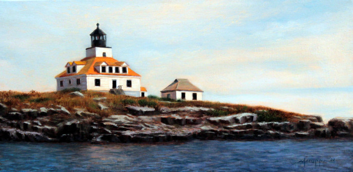 Mike Laiuppa, "Egg Rock Lighthouse", oil, $540, 8x16