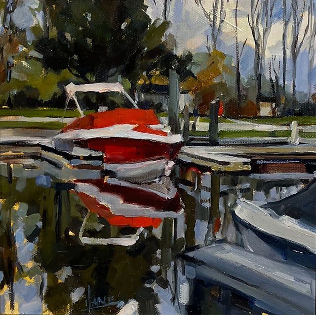 Isabel Lane, "Pattaconk Yacht Club", oil, $725, 8x8