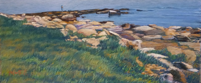 Donna Martell, "Fishing", pastel, $2,000, 9x20