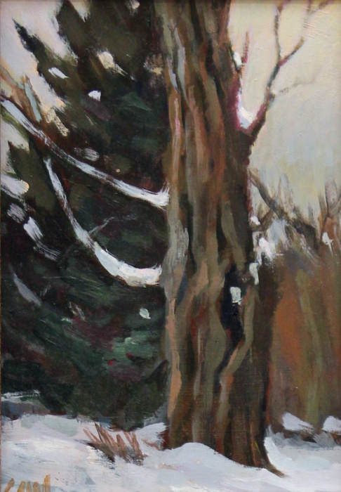 Sara Drought Nebel, "Winter Trees", acrylic, $275, 5x7